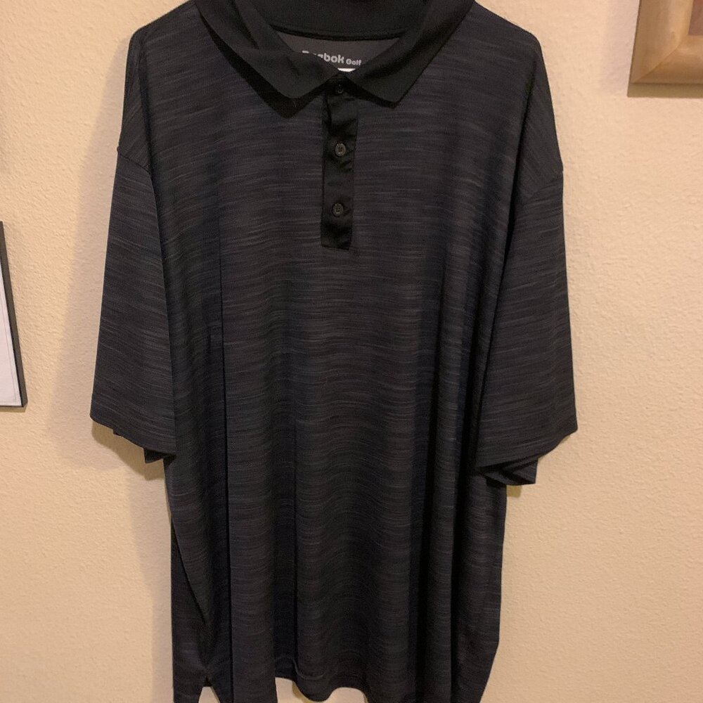 Mens Reebok Golf Black Space-Dyed Polo